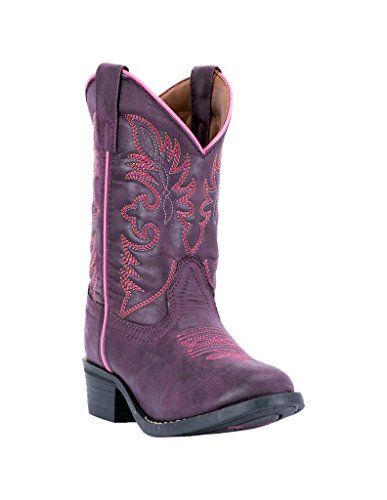 Laredo Western Boots Girls Faux Leather Pull Strap Round Purple LC2457