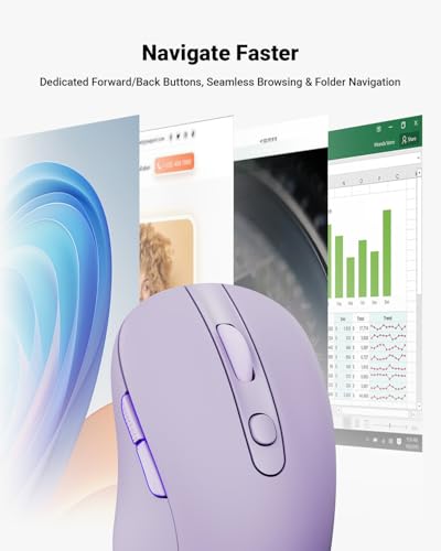 Image of wegear USB Wireless Mouse for Laptop PC Mac, 2.4GHz Cordless Mouse-Purple | Ergonomic Portable Optical Computer Mice with 6 Buttons, 5-Level Adjustable 4000 DPI,24-Month Battery Life