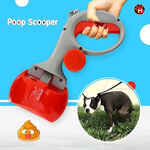 Image of Dog Poop Scooper, Poop Scooper with Bag Dispenser, Poop Picker with 1 Scented Poop Bags, Dog Potty Picker, Dog Pooper Scooper Supplies Package for Pick Up Pets Waste(Colour May Vary)