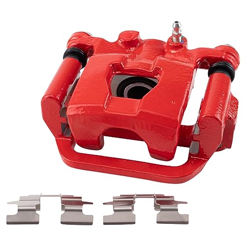 Image of TRQ Performance Rear Driver and Passenger Side Brake Caliper Set Caliper Brackets Hardware Compatible with 02-06 13-22 Nissan Altima 03-06 19-22 Maxima