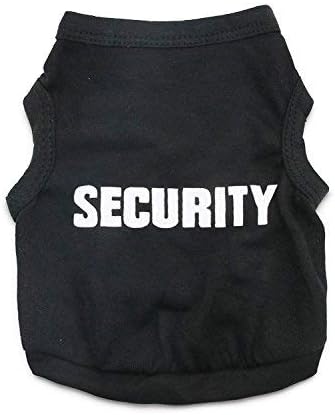 DroolingDog Dog Shirts Security Pattern Dog Police Costume Puppy Clothes Pet T-shirt for Small Dogs, XS Black