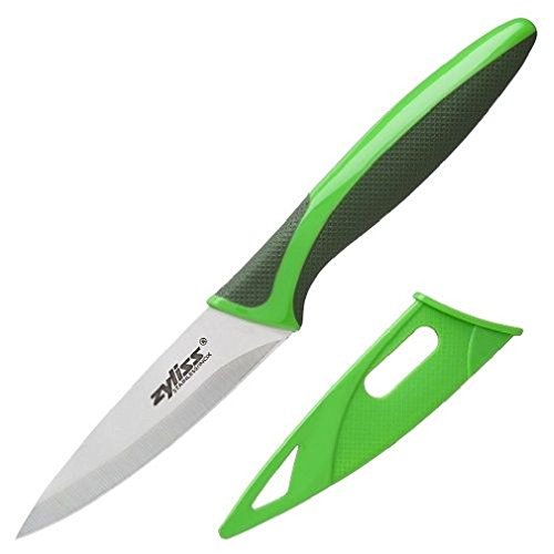 ZYLISS Paring Knife with Sheath Cover, 3.5-Inch Stainless Steel Blade, Green