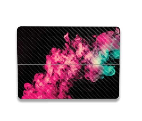 Image of MightySkins Carbon Fiber Skin Compatible with Microsoft Surface Laptop Studio 2 (2023) Full Wrap Kit - Magenta Smoke | Protective, Durable Textured Carbon Fiber Finish | Made in The USA