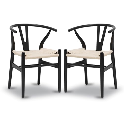 POLY & BARK Weave Chair, Set of 2, Black