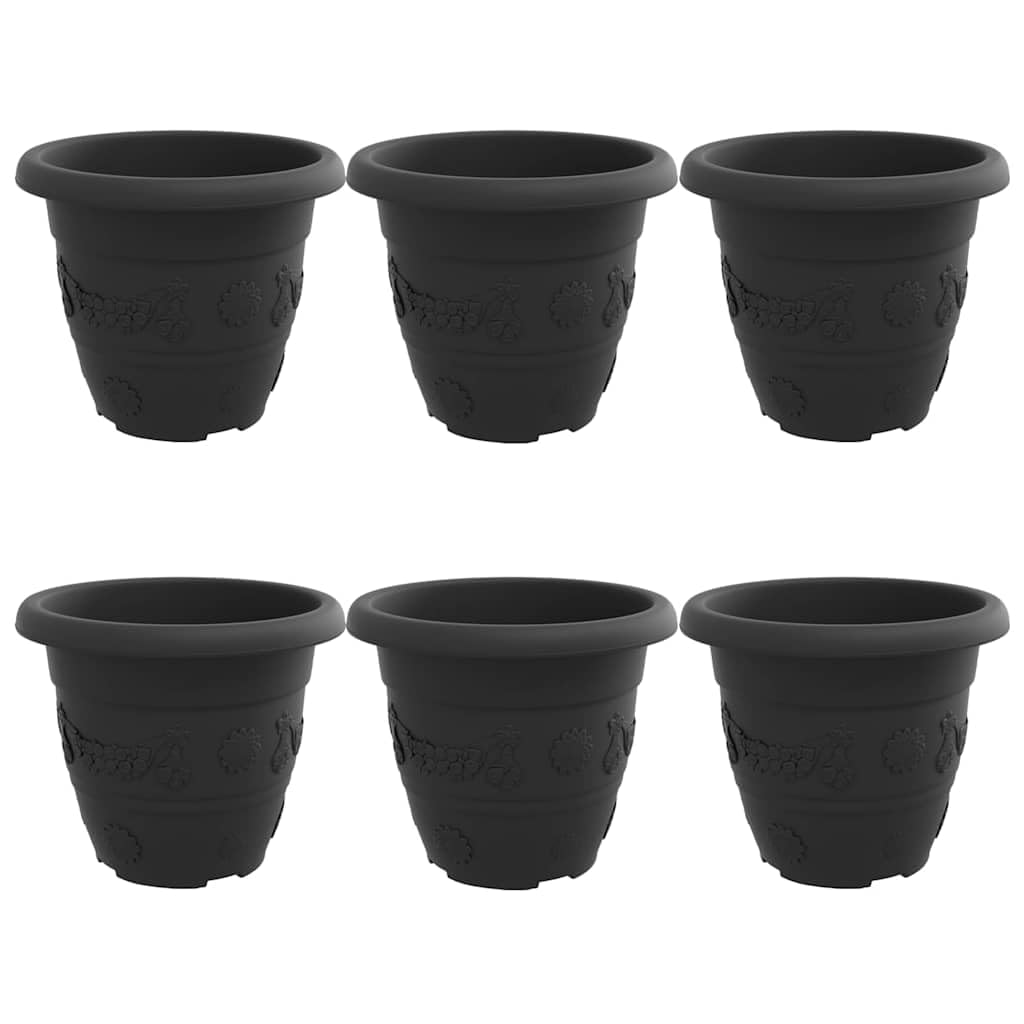 Pots de fleurs ronds noirs Ø26cm en plastique avec drainage pour jardin et balcon