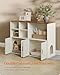 Feandrea Litter Box Enclosure for 2 Cats, Hidden Litter Box Furniture with Storage Cabinet, Double Room, Farmhouse Indoor Cat House Washroom, Honey Brown and Rustic White UPCL032WJ03