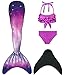 shepretty Traje de baño de Cola de Sirena para niñas Conjunto de Cuatro Piezas,JCKA17-110