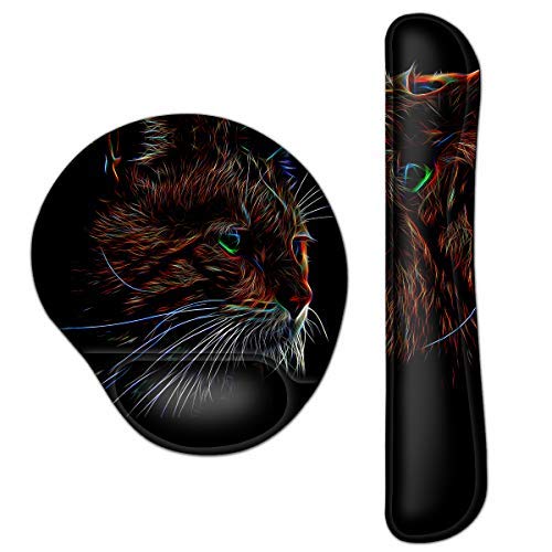 AUPET Keyboard Wrist Rest Pad and Mouse Wrist Rest Support Mouse Pad Set,Non Slip Rubber Base Wrist Support Ergonomic Memory Foam Durable Comfortable for Easy Typing & Pain Relief (Leopard)