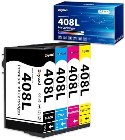 Zoyood 408L Patronen Kompatibel mit Epson 408XL Druckerpatronen | 408 L für Workforce Pro WF-C4310DW WF-C4810DTWF WF-C4310 WF-C4810 WFC4310 WFC4810 Drucker (4er-Pack)