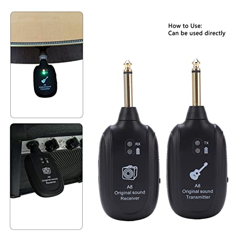 Transmissor Receptor Sem Fio para Guitarra, Kit de Conjunto de Acessórios Recarregável para Sistema