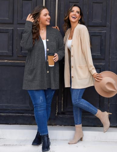Image of MONNURO Plus Size Cardigan for Women Lightweight Open Front with Pockets