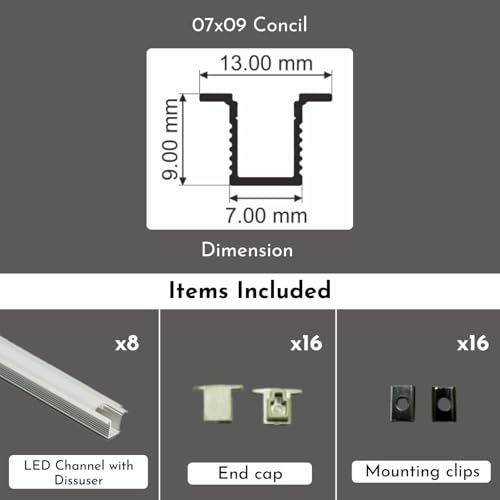 Abaj EG-PL-CON-S-07X09MM LED Profile Channels, Pack of 8 - Image 3