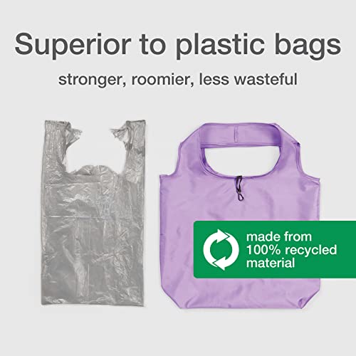 Oxford Recycled Reusable Grocery Bags, 10 Pack, 100% Recycled Material, Machine Washable, Large 16" X 17" Usable Bag Space, Assorted Colors (30003) #TOP1