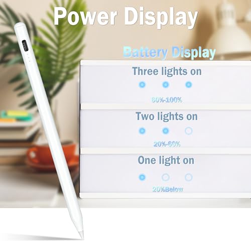 Image of Stylus Pen for iPad, 15 mins Fast Charging Apple iPad Pencil with Palm Rejection, Tilt Sensitivity, Work for 2018-23 iPad Air 3 /4 /5, iPad mini 5 /6, iPad 6 /7 /8 /9 /10, iPad Pro 11 inch and 12.9 inch (White)