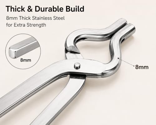 Image of Clazkit Stainless Steel Kitchen Pincer 8mm | Multi-Purpose Food Tong for Cooking, Serving, BBQ, Salad, Bread, Pasta & Ice | Heat Resistant Grip | Heavy Duty Kitchen Tool