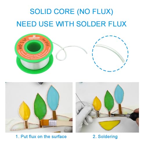 Fio de solda sem chumbo de 2,0 mm para artesanato de vitrais, diâmetro 0,08 núcleo sólido sem fluxo