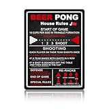 Beer Pong House Rules Tin Sign Vintage Beer Pong Retro Metal Wall Art Signs Game Rule Poster 8'x12'