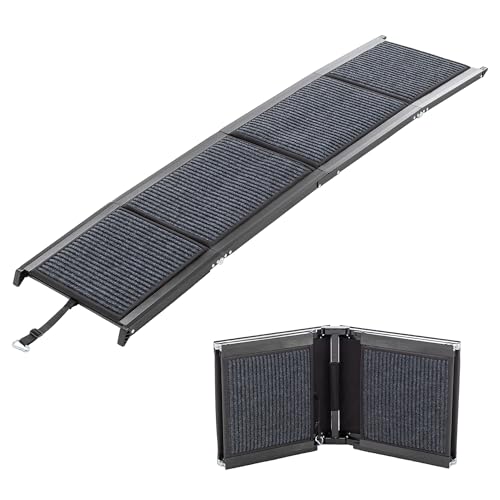 Thanaddo Hunderampe Auto Klappbar, Extra Lange Hunderampe mit Rutschfester Teppich für Große Hunde bis 110 KG, Innenbereich verfügbar, Hundetreppe Outdoor für Autos SUV, LKW