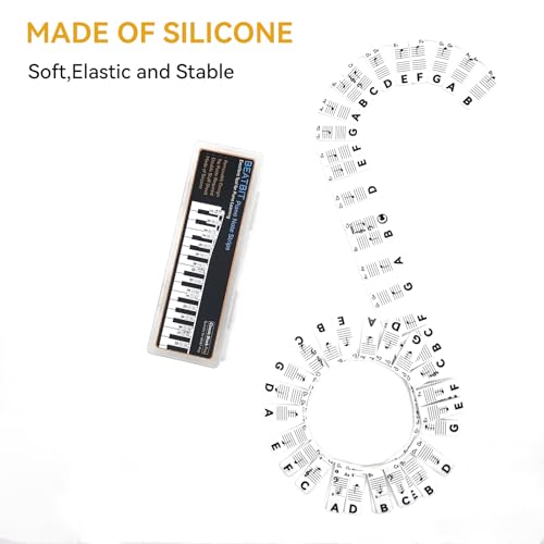 Image of Piano Note Strips Pro, Thickened Anti-Stuck, Fit 88 /61 Key Piano Keyboard, Design for Beginner Learning (Classic Black Pro)