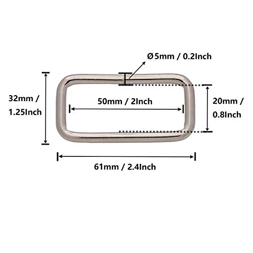 Generic Metal Silvery Rectangle Buckle 2" X 0.85" Inside Dimension For Strap Keeper Pack Of 6 #TOP3