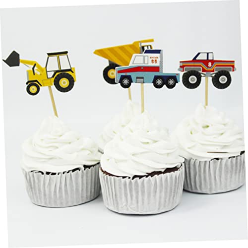 Totority 24 Pçs Decoração De Carro Topo De Bolo De Carro Topo De Bolo De Caminhão Cupcake Piks Trato