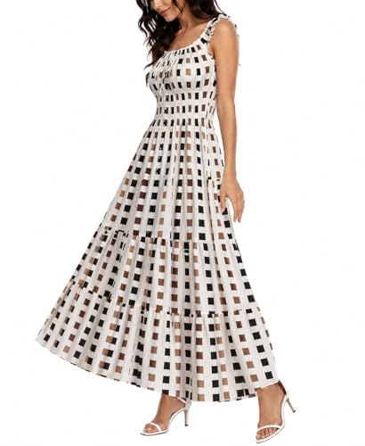 Image of OSTOO Women's 2026 Summer Boho Floral Print Tiered Casual Flowy Long Maxi Dress