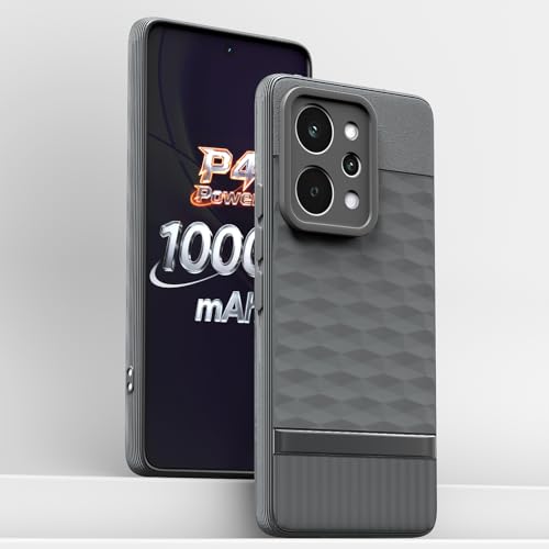 Image of Pikkme Back Cover for Realme P4 Power 5G Camera Protection 3D Hexa Cube Design Silicone Protective Bumper Case (Grey)