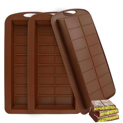 3PCS Deep Chocolate Bar Moulds, Chocolate Bar Moulds Silicone, 16 Cavity Reusable Moulds for Baking, Thick Chocolatess Bar Mould, Molds for DIY Baking Candy Silicone Ice Cube Maker