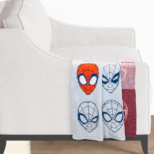 Image of Jay Franco Marvel Spiderman Feather Knit Fluffy Throw Blanket - Gray Fuzzy Blanket Measures 50 x 60 inch, Super Soft Lightweight Bedding