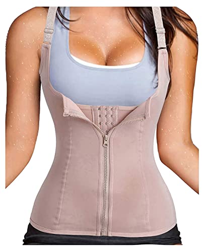 LODAY Waist Trainer Corset for Women Tummy Control Sport Workout Body Shaper Black (S, BEIGE(vest-adjustable straps))