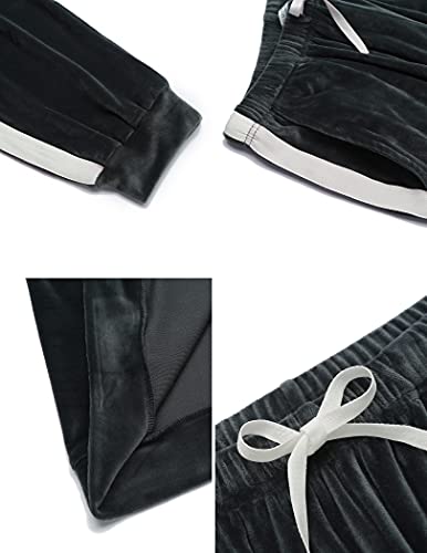 Ekouaer Ladies Velour Sweatsuit 2 Pcs Jogging Suits Athletic Pullover Elastic Pants Balloon Sleeve Sweat Outfits Grey S #TOP4