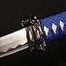 FullTang Blue Iaido Katana 3pc Set Japanese Samurai Sword with Display, Engraved with Pattern On The Scabbard, 1045 Medium Carbon Steel