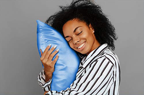 Shopbedding Luxury Satin Pillowcase For Hair – Queen Satin Pillowcase With Zipper, Jewel Blue (1 Per Pack) – Blissford #TOP4
