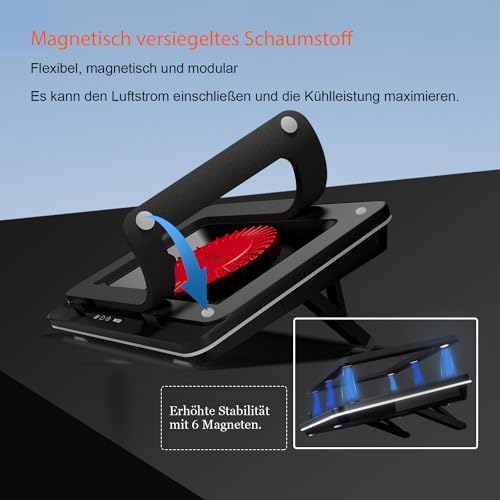 IETS GT600 Laptop-Kühlpad mit 14CM Turbo-Lüfter, versiegeltem Schaumstoff für schnelle Kühlung von Gaming-Laptops, 14,1-19,3-Zoll-Laptop-Kühler mit Staubfilter, Touch-Start – Bild 4