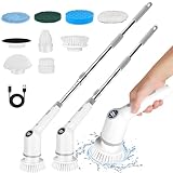 Electric Spin Power Scrubber, 2023 New 3 Speed 450Rpm Electric Scrubbing Brush With Adjustable Handle And 8 Replaceable Heads for Tile, Sink, Shower Tub Bathroom, Kitchen Floor, Car Wash