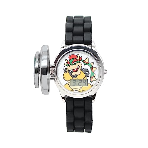Image of Accutime Kids Nintendo Super Mario Digital Flashing LCD Quartz Childrens Wrist Watch for Boys, Girls, Toddlers with Black Color Strap (Model: GSM4195AZ)