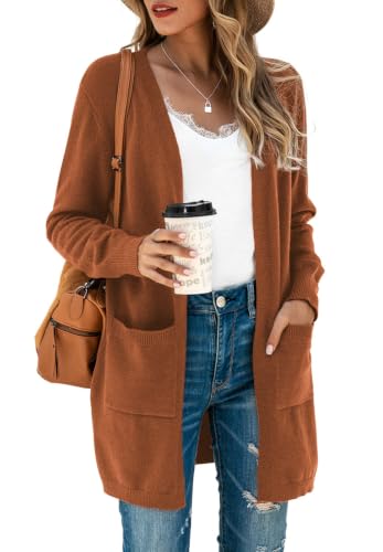 Image of TASAMO Cardigan Sweaters for Women Long Sleeve Open Front Casual Knit Fall Coat Oversized Soft Outwear with Pockets
