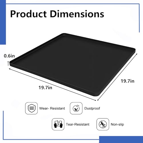 Image of Silicone Mini Fridge Mat,19.7x19.7x0.6 Inch Protective Drip Tray with Raised Edge - Leak Proof Floor Guard for Water Dispenser, Washer, Dryer, Pet Bowls - Easy Clean & Foldable