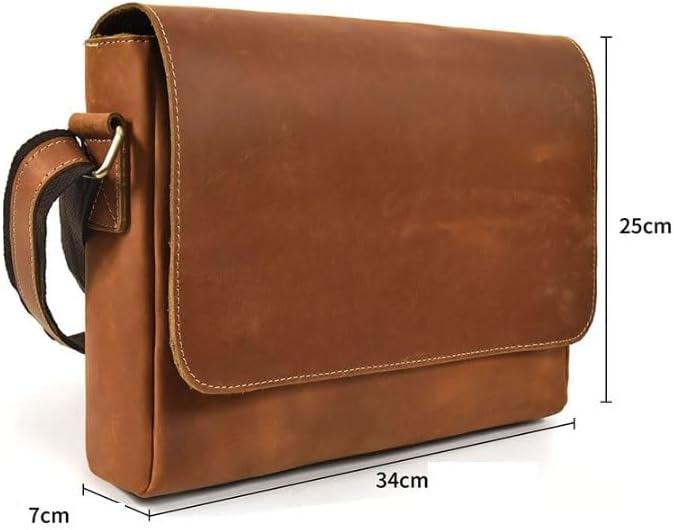 Men's Genuine Leather Crossbody Bag Flip Top Shoulder Single Can Hold