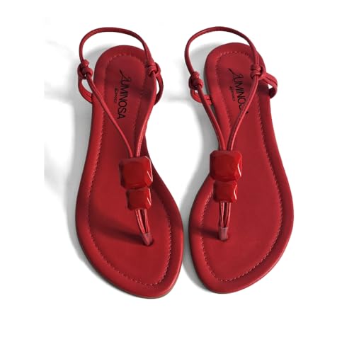 LUMINOSA Women's Adjustable Strappy Sandals with Decorative Ornament