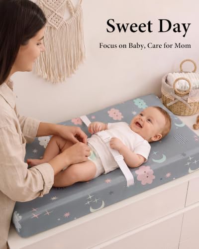 Image of Yoofoss 2-Pack Diaper Changing Pad Cover for Boys Girls 32x16 (Grey+Cloud)