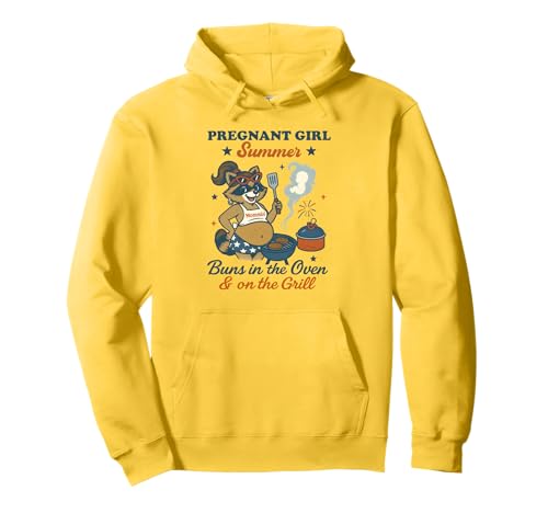 Pregnant Girl Summer Feral Raccoon Lover Funny 4th July Sudadera con Capucha