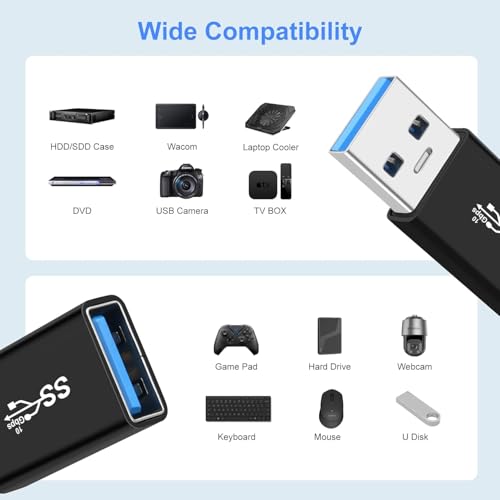 Image of REDWIND USB Male to USB Female Connector, USB3.0 to 3.1 Adapter, USB-A Male to Female Joiner Plug Coupler Extender USB3.1 Gen 2 Super Speed Charging and Upto 10Gbps Transfer Speed Type A
