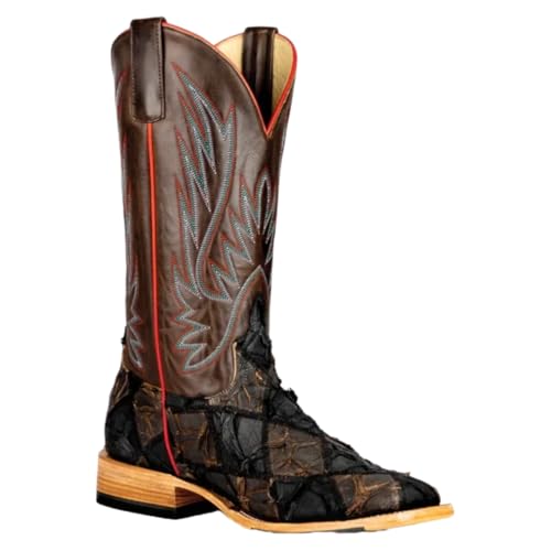 HORSE POWER Top Hand Men's Toasted Big Bass Patchwork Boots HP8064 (Brown, US Footwear Size System, Adult, Men, Numeric, Wide, 11)