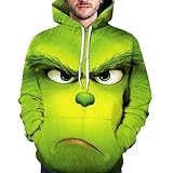 JEQHOZ Spring Long Sleeve Mens 2024 Round Neck Green Women Hoodies for Men Christmas Grinch Costume Pullover