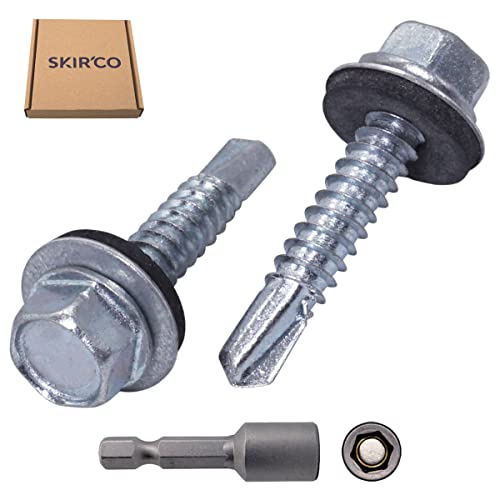 SKIR'CO (30 pcs) Zinc Plated Roofing Screws, 6.3 x 32 mm Self-Drilling Screws With EPDM Washers, Hex Head - Image 2