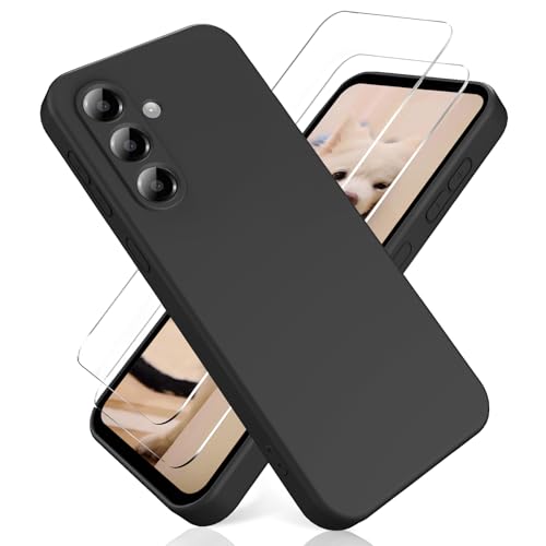 YiKaDa - YiKaDa - Coque pour Samsung Galaxy A36 5G, avec [2 Pièces] Protection d'écran en Verre Trempé, Housse Silicone TPU Souple Liquide - Noir