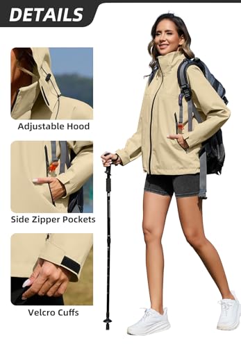 Zando Lightweight Rain Jacket Women Waterproof Rain Coats for Women Loose Fit Raincoat Hooded Hiking Windbreaker Jacket Women3