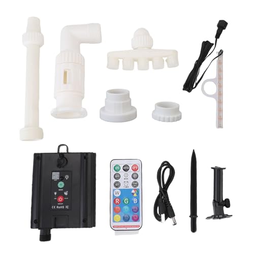 Buachois Fontana Piscina Solare LED RGB, Fontana per Piscina con Telecomando APP, Luce Colorata, Distanza Getto Regolabile 0.5-, in Plastica PVC, per Piscina e Laghetto Sotterran