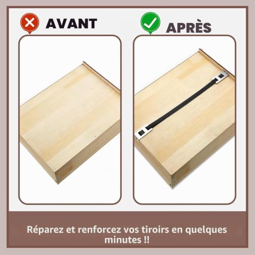 Kit de réparation de tiroir 4 pièces – Fixation rapide pour tiroirs affaissés ou cassés, supports de tiroir pour le fond des tiroirs affaissés, sangles de renfort et supports pour chambre à coucher – vue 6